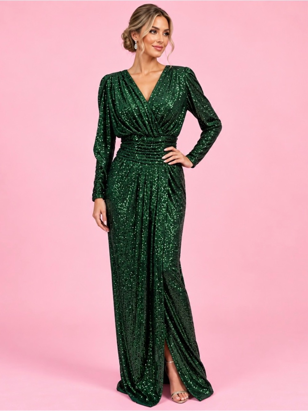 💚 Calvin Klein Emerald Green Sequin Dress – Size 12